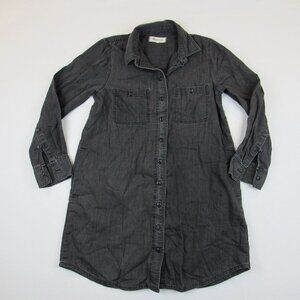 Madewell Black Shirt Dress Women's Size S Button Down Long Sleeve